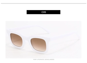 Détail du modèle C05, lunettes de soleil carrées blanches avec verres dégradés marron