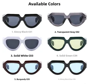 Plusieurs options de couleurs pour lunettes de soleil à monture large en noir blanc et vert