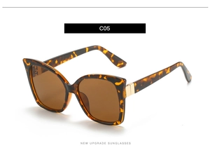 Close-up of C05 sunglasses featuring tortoiseshell frame and golden metal accents