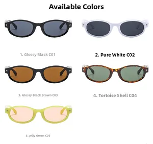 Plusieurs coloris pour lunettes de soleil ovales rétro avec rivets métalliques stylés