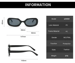 Detaillierte Größentabelle und technische Daten für die ovale UV-Schutz Sonnenbrille