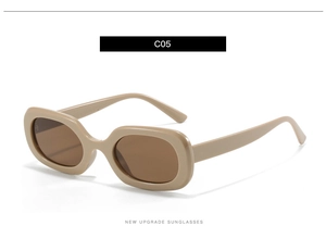 Detailansicht der Vintage-Oval-Sonnenbrille in Beige mit dunkelbraunen Gläsern