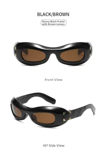 Detail view of Y2K punk sunglasses showing quilted pattern temples and gold accents