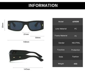 Guide des tailles détaillé pour lunettes de soleil rectangulaires avec dimensions du cadre