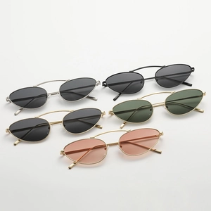 Retro oval metal punk sunglasses for men and women in five assorted stylish colors