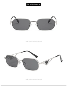 Detail of vintage metal sunglasses with iconic triangle temple design and dark lenses