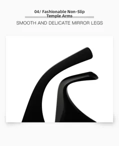 Détail de branches larges antidérapantes et lisses pour lunettes de soleil noires