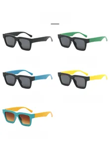 Classic square retro sunglasses shown in five different color and lens combinations