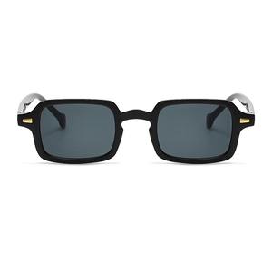 Modern square sunglasses with black frames and gold metal accents for men and women