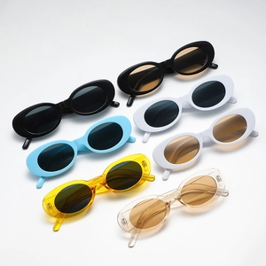 Oval retro sunglasses set with thick frames in multiple colors for men and women