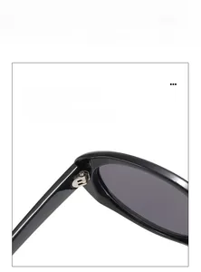Detailed macro view of the sturdy and smooth hinge connection on classic black sunglasses