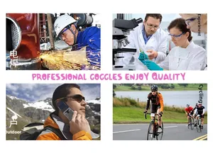 Detail view of multi-purpose safety glasses for welding, lab work, cycling and sun protection