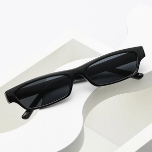 Lunettes de Soleil Carrées Rétro à Petite Monture pour Femmes Lunettes de Soleil Rectangulaires Étroites à la Mode Protection UV400 Lunettes Minimalistes Vintage