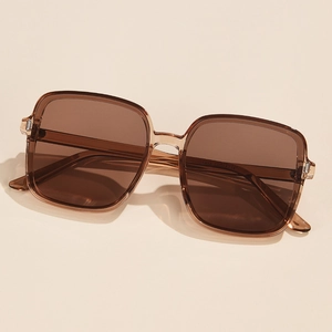 Modern oversized square sunglasses with brown frames and UV protection for men and women