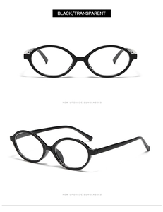 Front and 45-degree side view of retro black round frame glasses with clear lenses