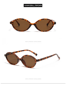 Detailed views of retro oval sunglasses with tortoiseshell frames and brown lenses