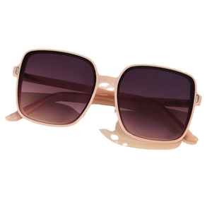Square oversized sunglasses with pink frames and purple gradient lenses for UV protection