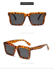 Vues détaillées de lunettes de soleil carrées oversize avec monture imprimé léopard