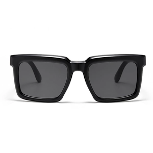 Lunettes de soleil carrées noires oversize classiques avec monture épaisse et verres gris