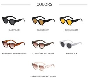 Diverse opzioni di colore per occhiali da sole cat-eye con montature nere e tartaruga