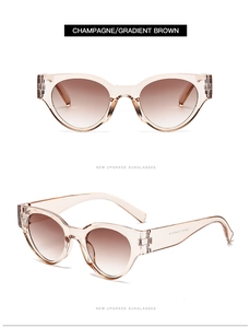 Occhiali da sole cat-eye champagne con lenti sfumate e nuovi dettagli di design