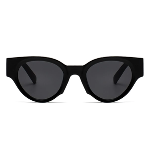 Occhiali da sole cat-eye neri alla moda con montatura lucida e lenti scure per donna e uomo