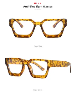 Detailansicht der quadratischen Brille mit Schildpattmuster und Blaulichtfilter