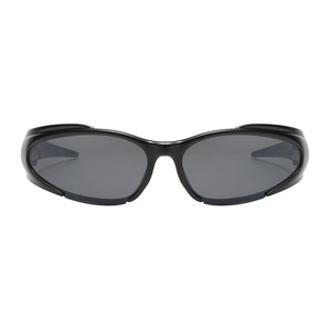 Lunettes de soleil de sport Y2K monture noire enveloppante et verres gris style cyber