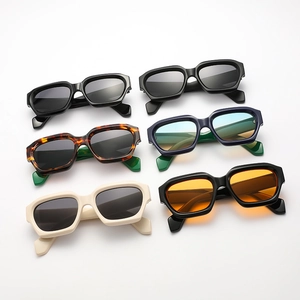 Retro thick frame rectangular sunglasses collection in various stylish colors and shades