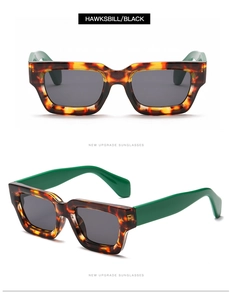 Dual view of vintage tortoiseshell sunglasses with contrasting green arms and grey lenses