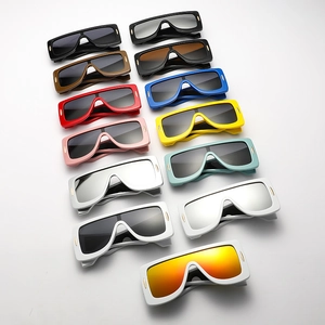 Oversized trendy square sunglasses in multiple colors with gold metal temple accents