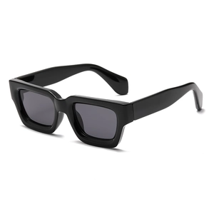 Classic black thick frame square sunglasses with dark grey lenses in retro style