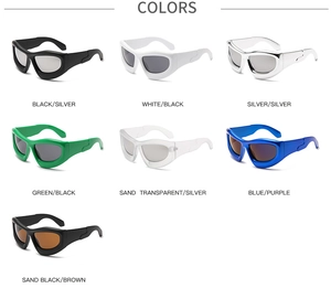 Detailed close-up showing the variety of colorful Y2K oval chunky frame sunglasses