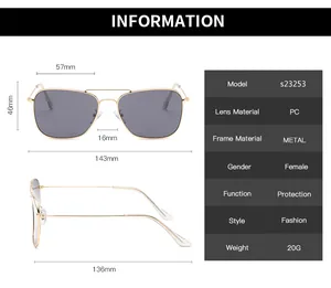 Guide des tailles et spécifications techniques des lunettes de soleil carrées et monture