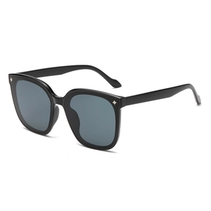 Lunettes De Soleil Carrées Femmes Vintage Grande Monture UV400 Résine PC Verre Rivet Étoile Métal Mode Extérieur