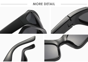 Detail of Y2K sporty sunglasses showing hinges, streamlined temples and integrated nose pads