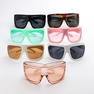 Oversized flat top sunglasses for men and women in seven various vibrant colors