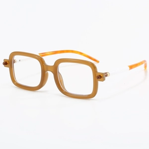 Lunettes carrées rétro marron ambre avec branches en écaille pour hommes et femmes