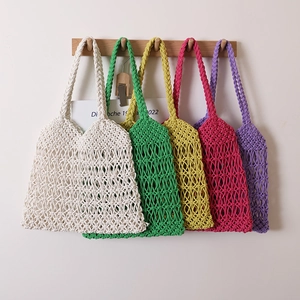 Borsa A Mano In Cotone Intrecciato A Mano Borsa Tote All Uncinetto Traforata Per Vacanze Estive Al Mare Stile Boho Casual