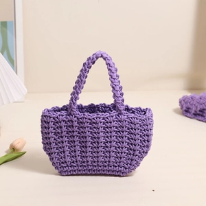Handmade purple cotton woven mini tote bag for women ideal for summer beach vacations