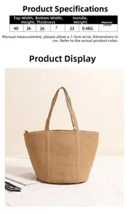 Size guide for a large woven tote bag showing 40cm upper width and 26cm height detail