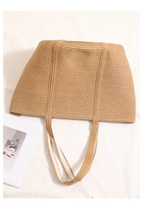 Detailed top-down view showing thick woven texture and straw pattern of the tote bag