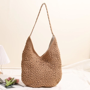 Grand sac à bandoulière en coton tissé à la main avec motifs floraux pour la plage
