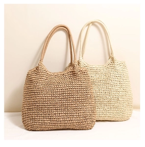 Detailed close-up showing the handmade woven texture of large capacity straw tote bags