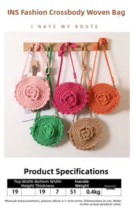 Detail of round crochet crossbody bags featuring 3D spiral floral patterns in five colors