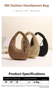 Detailed comparison of woven straw handbags in dark brown, beige, and black colors