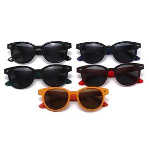 Klassische ovale Sonnenbrille mit Silbernieten und bunten Bügeln für Damen und Herren