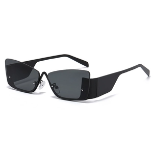 Women Cat Eye Sunglasses Metal Frame Geometric Cyberpunk Style Irregular UV400 Protection Trendy Eyewear