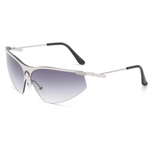 Lunettes De Soleil Demi Monture Pont Croissant De Lune Y2K Métal Verres PC Protection UV400 Lunettes Mode Femmes