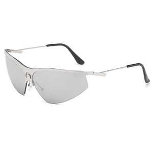 Lunettes de soleil Y2K demi-monture argentée avec pont en croissant de lune et verres
